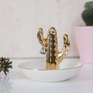 Idea regalo Svuota tasche portagioie Cactus dorato