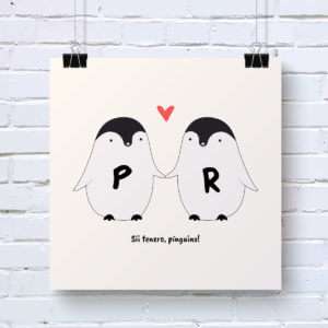 Regalo Coppia di Pinguini  Poster Personalizzabile